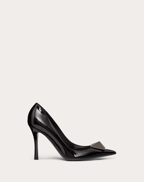 Valentino Garavani - Escarpins One Stud En Cuir Verni, Talon : 100 mm - Noir - Femme - One Stud (pumps) - Shoes