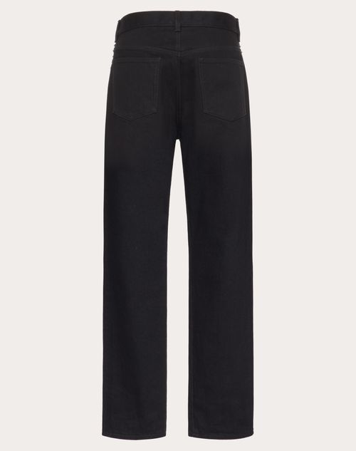 Valentino - Denim Pants With Black Untitled Studs - Black - Man - Gift Guide