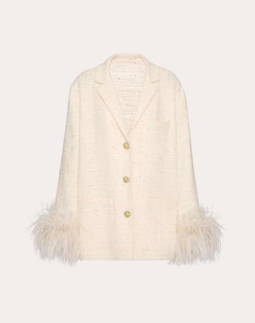 Valentino - Delicate Tweed Jacket - Natural - Woman - Jackets And Blazers