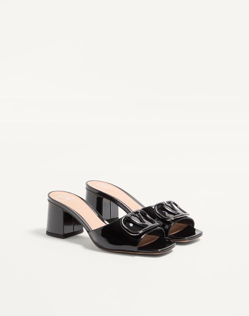 Valentino Garavani - Vlogo Signature Patent Leather Slide Sandal 60mm - Black - Woman - Sandals