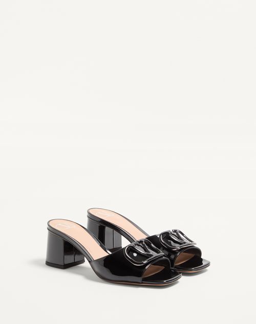 Valentino Garavani - Vlogo Signature Patent Leather Slide Sandal 60mm - Black - Woman - Sandals
