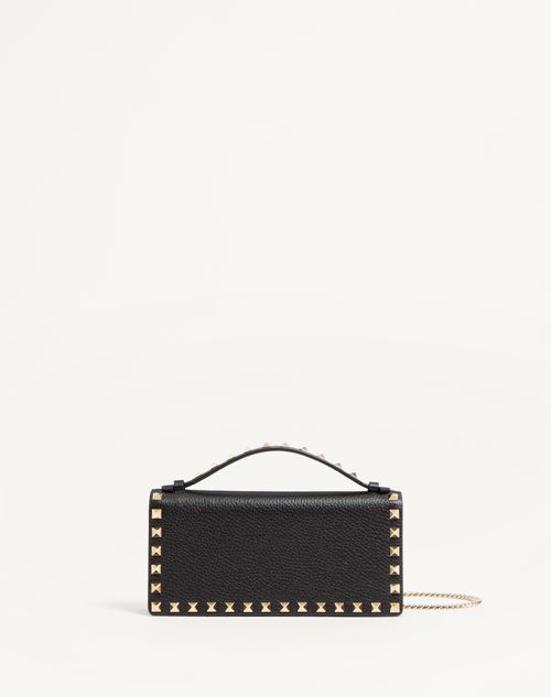 Valentino Garavani - Rockstud Wallet With Chain In Grainy Calfskin - Black - Woman - Wallets And Small Leather Goods