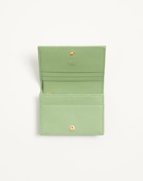 Valentino Garavani - Vlogo Signature Grainy Calfskin Wallet - Mint - Woman - Wallets And Small Leather Goods