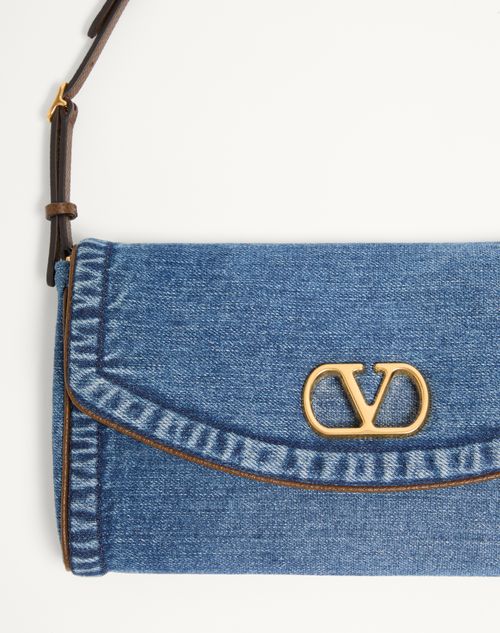 Valentino Garavani - Valentino Garavani Devain Small Denim Shoulder Bag - Denim - Woman - Shoulder Bags