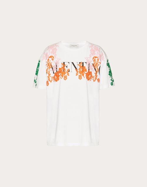 Valentino - Jersey And Lace T-shirt - White/multicolor - Woman - Woman Ready To Wear Sale