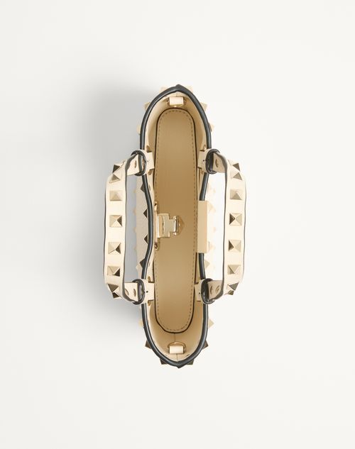 Valentino Garavani - Rockstud Mini Shopping Bag In Grainy Calfskin - Light Ivory - Woman - Totes