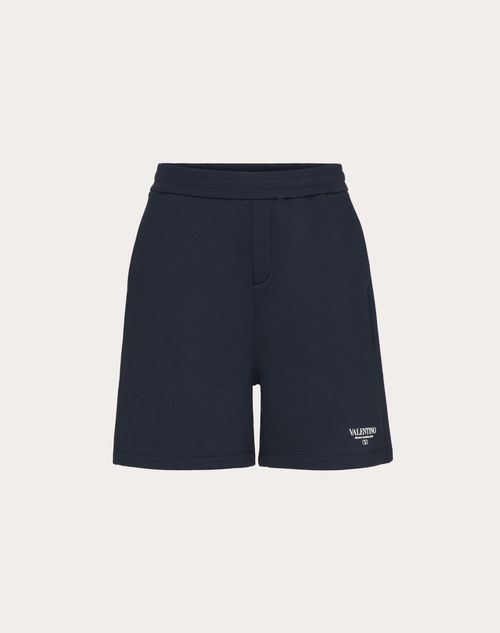 Valentino - Valentino Print Cotton Bermuda Shorts - Navy/white - Man - Trousers And Shorts