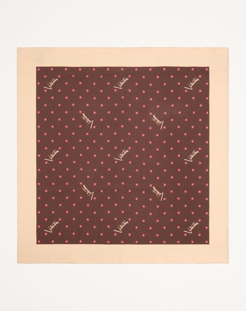 Valentino Garavani - Stelline E Firma Starry Silk Scarf - Coral/chocolate - Woman - Soft Accessories