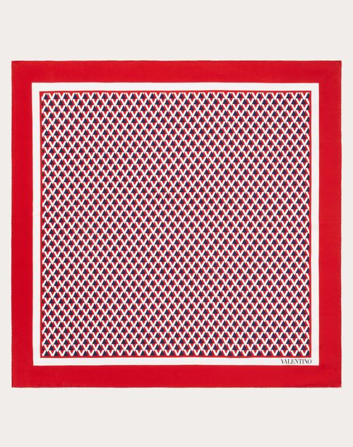 Valentino Garavani - Foulard En Soie Veehive 90 x 90 cm - Rouge/bleu/blanc - Femme - Accessoires Textiles