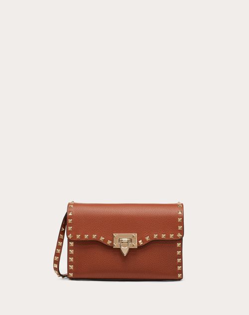 Small Rockstud Grainy Calfskin Crossbody Bag for Woman Black |