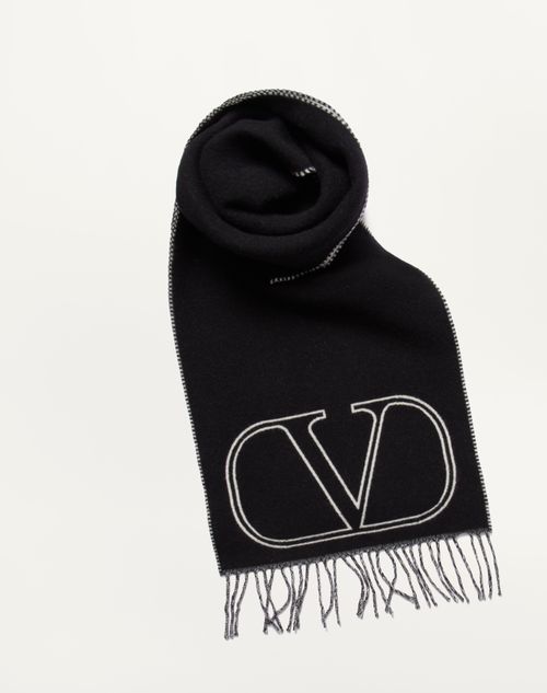 Valentino Garavani - Écharpe Vlogo Signature En Laine Et Cachemire - Noir - Homme - Accessoires Textiles