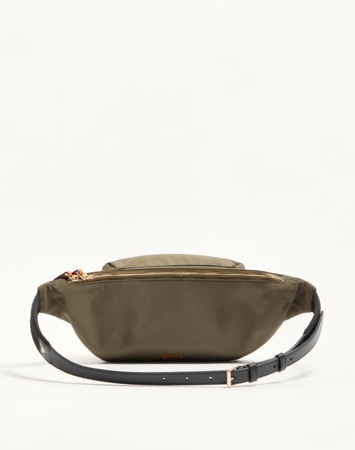 Valentino Garavani - Stud Up Waist Bag In Technical Fabric - Military Green - Man - Belt Bags