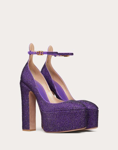 Valentino Garavani - Valentino Garavani Tan-go Pump With Crystals 155mm - Electric Violet - Woman - Woman Sale