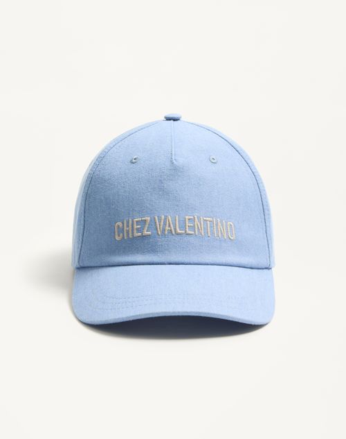 Valentino Garavani - Baseball Cap Chez Valentino In Denim Con Ricamo - Azzurro - Uomo - Cappelli E Guanti