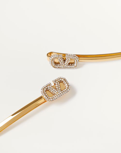 Valentino Garavani - Vlogo Signature Metal And Swarovski® Crystal Hair Clip - Gold - Woman - Hair Accessories