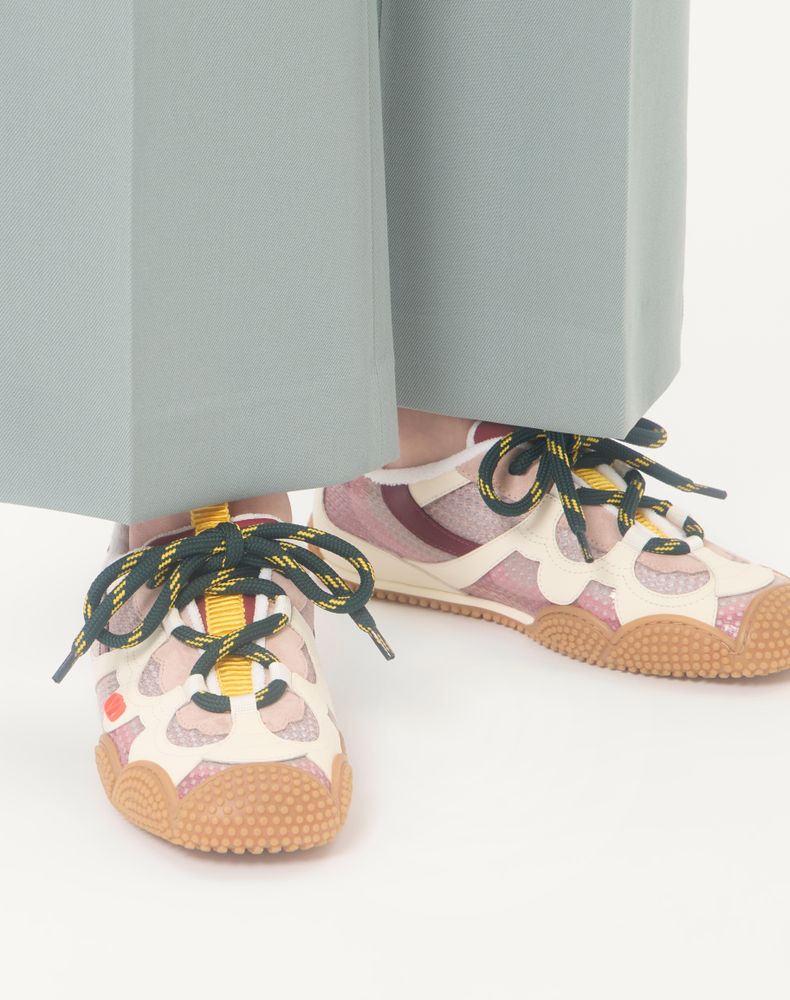 Valentino Garavani Amphibia Trainer In Rubberised Calfskin And Calfskin Woman Pink 41.5