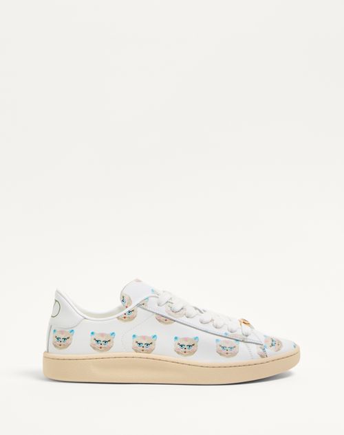 Valentino Garavani - Royco Trainer In Nappa Calfskin With Le Chat De La Maison Pattern - White - Woman - Trainers