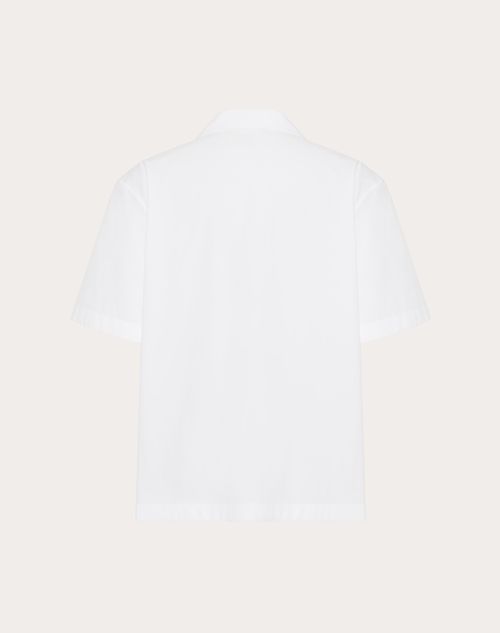 Valentino - Cotton Poplin Bowling Shirt With Rubberised V Detail - White - Man - Shirts