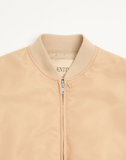 Valentino - Bomber Valentino In Nylon Con Vgold - Sabbia - Uomo - Giacche E Piumini