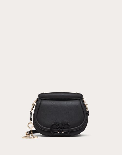 VALENTINO Garavani V Sling Leather Chain Shoulder Bag in Black