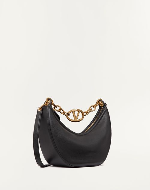 Valentino Garavani - Small Vlogo Moon Hobo Bag In Grainy Calfskin With Chain
 - Black - Woman - Woman Bags & Accessories Sale