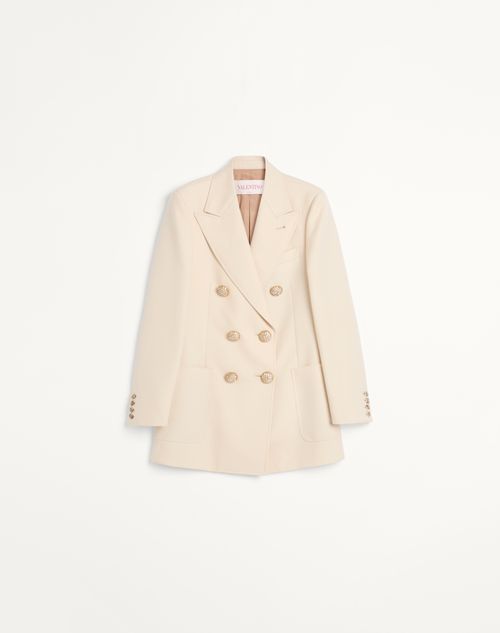 Valentino - Blazer En Laine Dry Diagonal - Ivoire - Femme - Vestes Et Manteaux