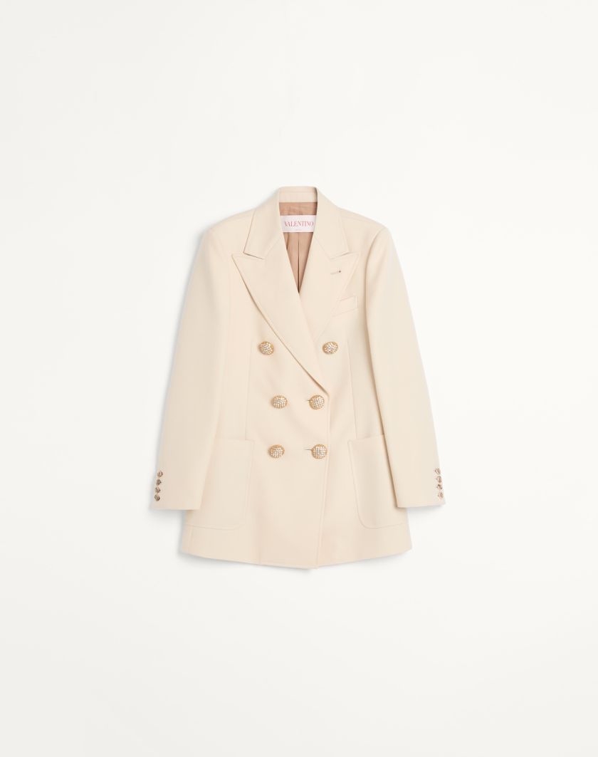 Valentino Handbags Blazer In Diagonal Dry Wool per Donna in Avorio | Valentino IT