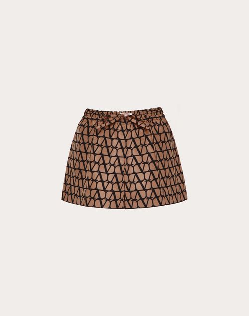 Valentino - Shorts In Faille Toile Iconographe - Light Camel/nero - Donna - Shelf - W Unboxing Pap W1