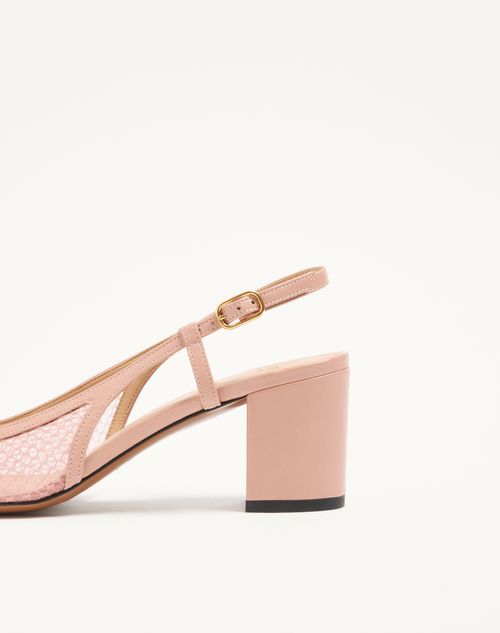 Valentino Garavani - Valet Du Roi Slingback Pump In Mesh And Kidskin 60mm - Pink - Woman - Pumps And Slingbacks