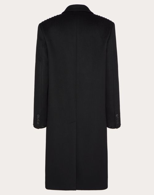 Single Breasted Coat In Double-faced Wool And Cashmere With Black ...