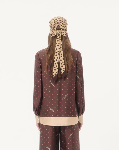 Valentino - Camicia In Twill Stelline Starry - Chocolate/beige - Donna - Camicie E Top