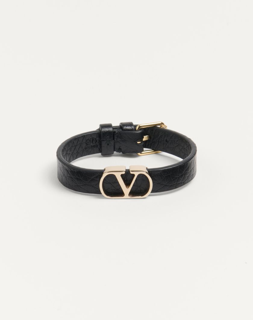 Valentino Handbags Bracciale Vlogo Signature In Vitello Granato per Uomo in Nero | Valentino IT