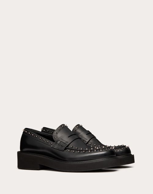 Valentino Garavani - Valentino Garavani Gentleglam Calfskin Loafer - Black - Man - Fashion Formal - M Shoes
