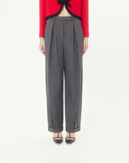 Valentino - Valentino Trousers In Multicolour Pinstripe - Grey/multicolour - Woman - Trousers And Shorts
