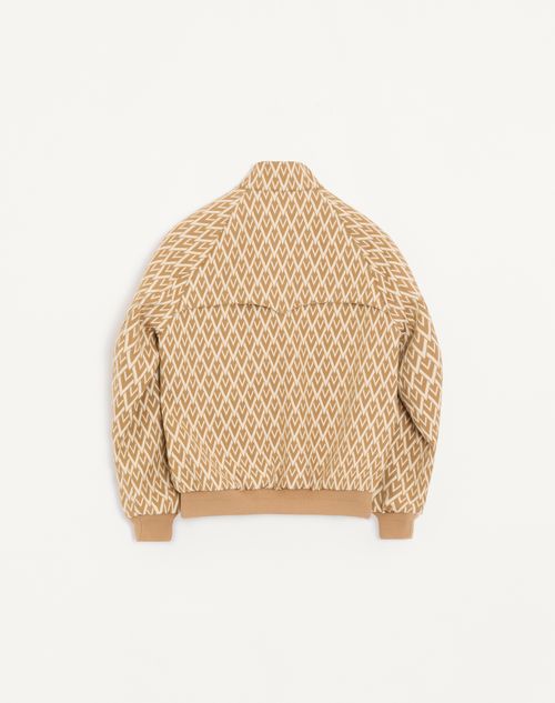 Valentino - Valentino Wool Bomber Jacket With All-over Toute La V Motif - Beige/cream - Man - Outerwear
