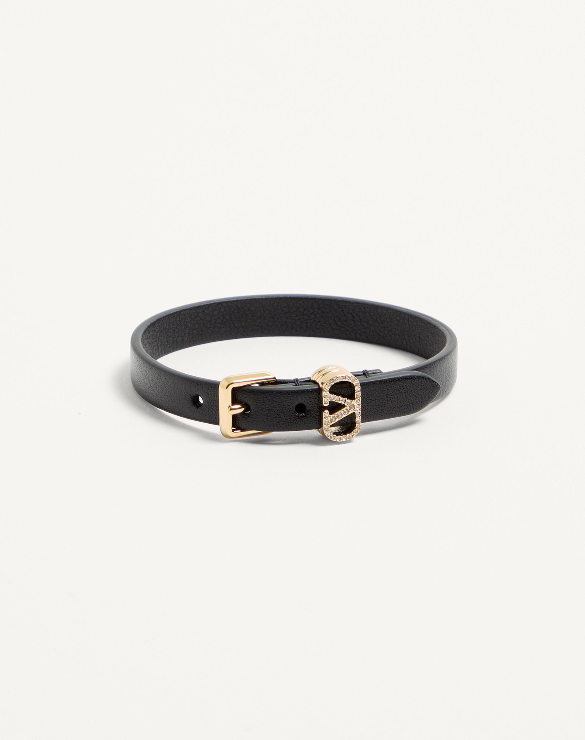 【Valentino】オヴァレット レザー x クリスタル ブレスレット オヴァレット レザー X スワロフスキー® クリスタル