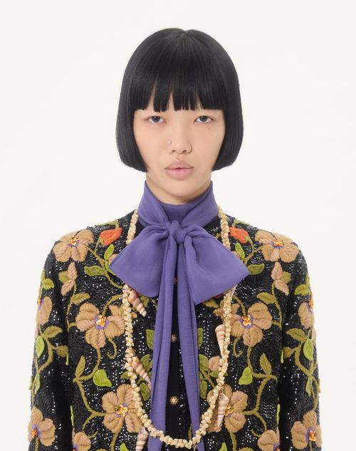 Valentino - Chiffon Creponne Top - Lilac - Woman - Shirts & Tops