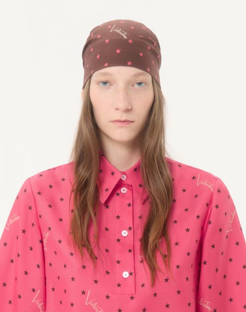Valentino - Stelline Firma Starry Twill Shirt Dress - Coral/chocolate - Woman - Dresses