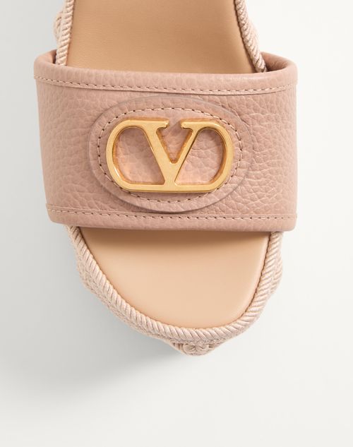 Valentino Garavani - Vlogo Signature Wedge Sandal In Grainy Calfskin 120mm - Rose Cannelle - Woman - Espadrilles And Wedges