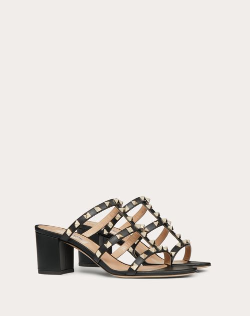 Valentino Garavani - Rockstud Calfskin Leather Slide Sandal 60 Mm - Black - Woman - Sandals