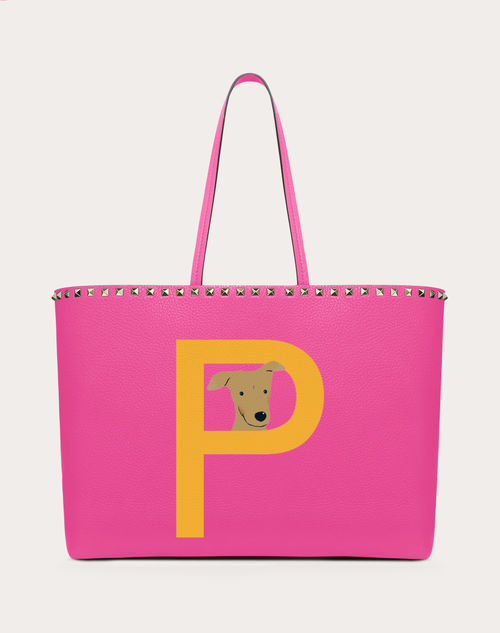 Valentino Garavani - Valentino Garavani Rockstud Pet Customizable Tote Bag - Sheer Fuchsia/sunflower - Woman - Rockstud Pet - Bags