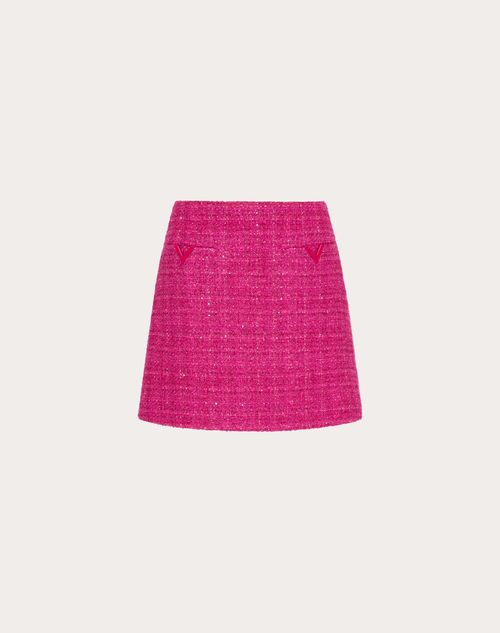 Valentino - Minijupe En Glaze Tweed Light - Pink Pp - Femme - Jupes