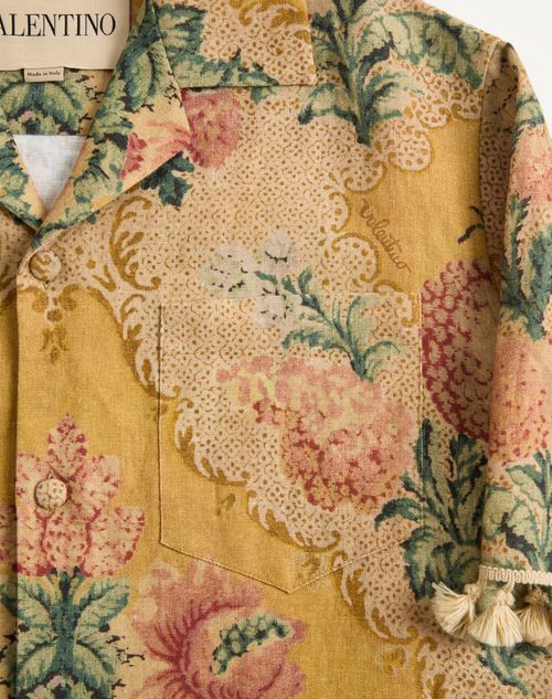 Valentino - Camicia Da Bowling Valentino In Lino Con Stampa Apres L'hiver - Multicolor - Uomo - Camicie