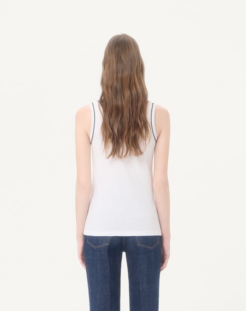 Valentino - Cotton Jersey Top - White/ Black - Woman - T-shirts And Sweatshirts