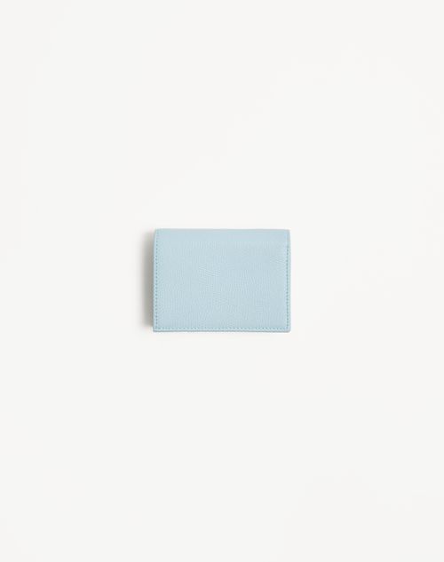 Valentino Garavani - Cherryfic Wallet In Grainy Calfskin - Porcelain Blue - Woman - Wallets & Cardcases - Accessories