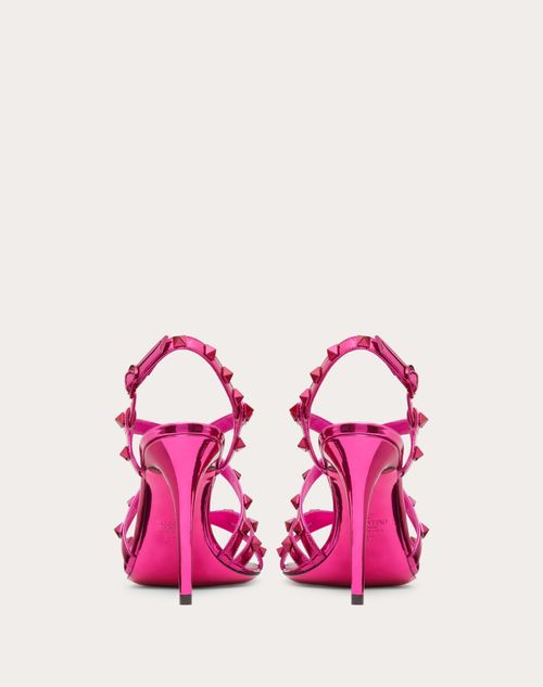 Valentino Garavani - Rockstud Mirror-effect Sandal With Straps And Tone-on-tone Studs 100mm - Pink - Woman - Woman View All