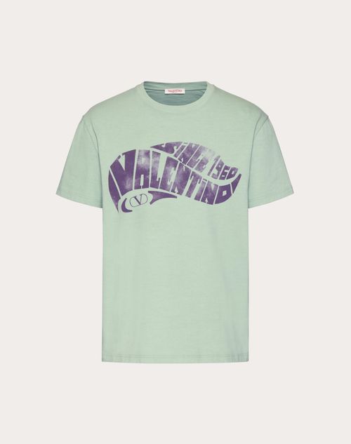 Valentino Cotton Crewneck T-Shirt with Vltn Print Man Pink PP S