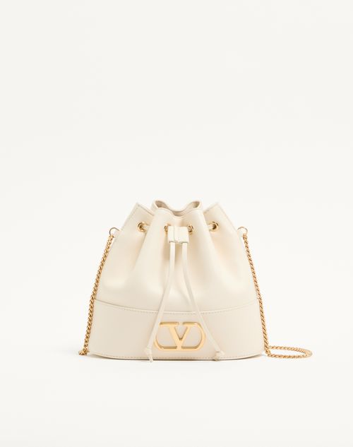 Valentino Garavani - Mini Vlogo Signature Bucket Bag In Nappa Leather - Light Ivory - Woman - Shoulder Bags