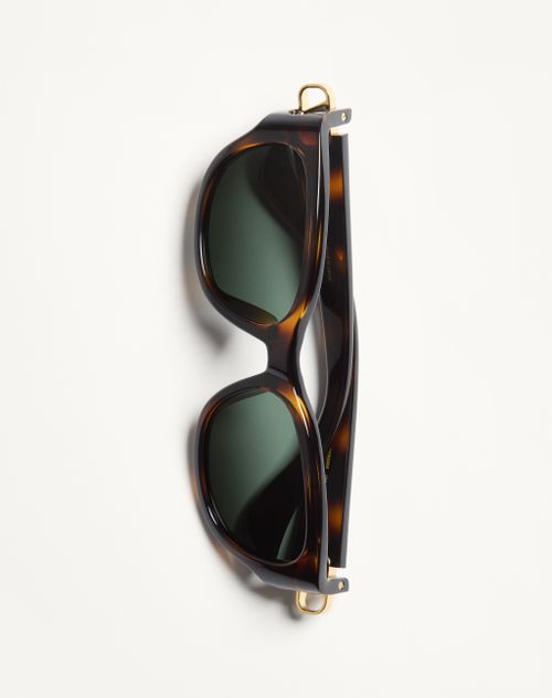 Valentino - レクタンギュラー アセテート アイウェア - ハバナ/グリーン - ユニセックス - アイウェア