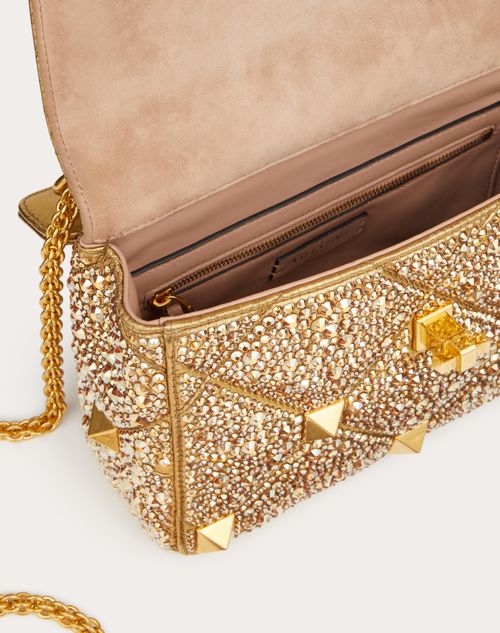 VALENTINO GARAVANI One Stud Crystal-Embellished Suede Shoulder Bag Pin